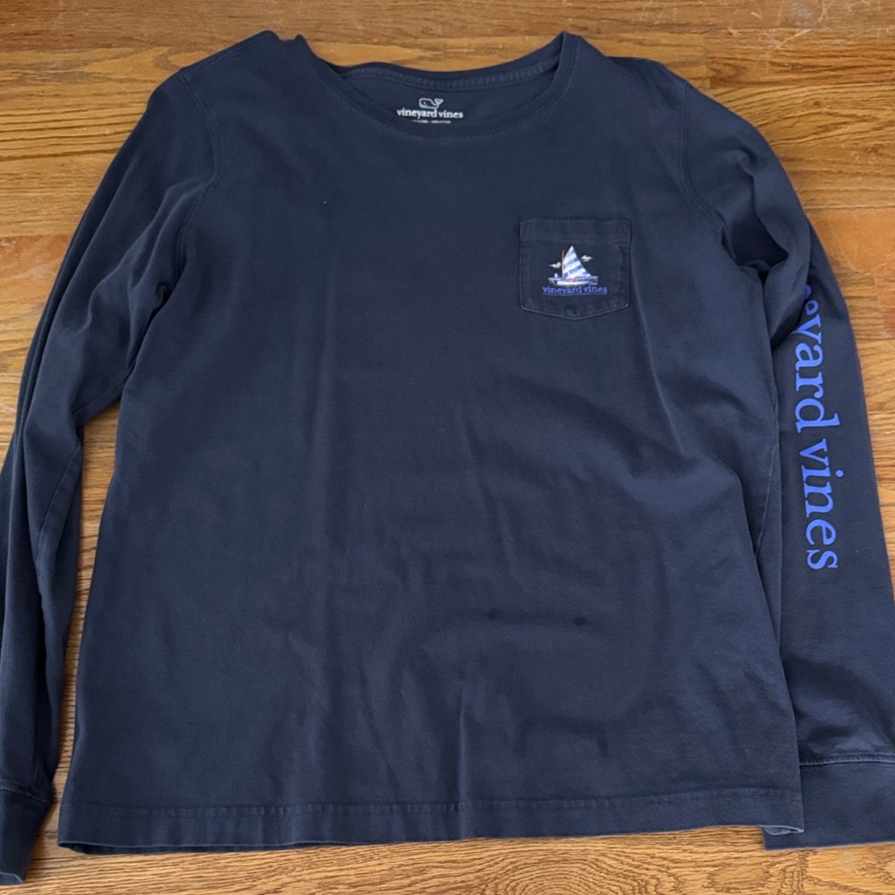 Vineyard Vines Men's Dark Blue Long Sleeve Tee